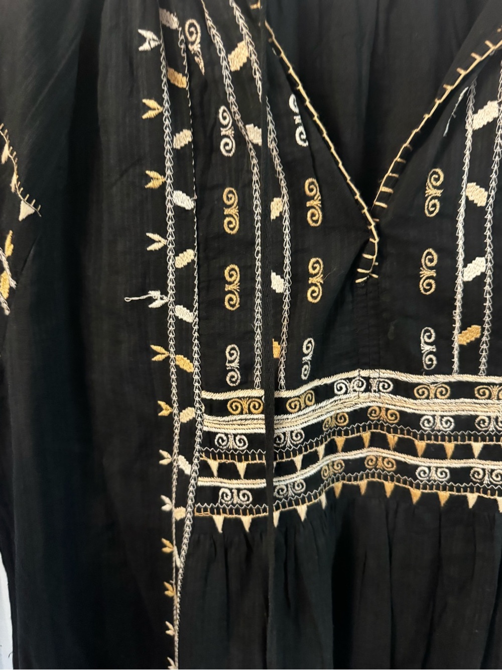 Reba Black Midi Dress with White Embroidery - Picture 3 of 7
